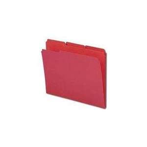  Top Tab File Folder, Red, Letter Size, 11 pt, Reinforced Tab, Third 