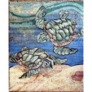   28x35 Sea Turtles Marble Mosaic Bath Pool Wall Tile