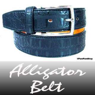 New Leather Black Alligator Belt / Crocodile Belt   M  