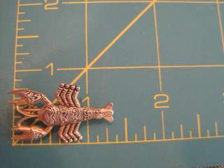 Vintage Damascene Lobster Brooch Pin  