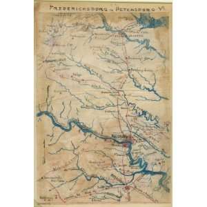  Civil War Map Fredericksburg to Petersburg, Va