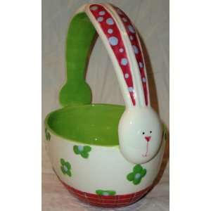   Easter Bunny Basket/Pink Eared Rabbit Candy Dish. Great Hostess Gift