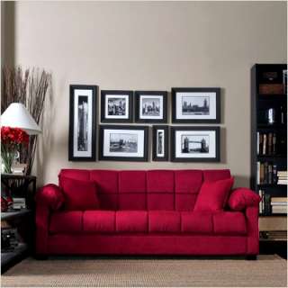 Handy Living Convert A Couch Microfiber Sleeper Sofa in Crimson Red 