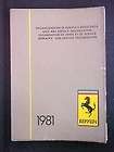 Ferrari Sales Organization Book 1981 Owners manual Book