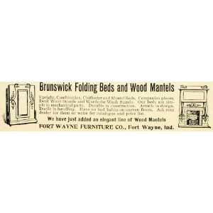  1893 Ad Fort Wayne Furniture Brunswick Folding Beds Wood 