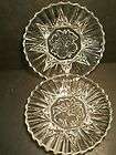 vtg pressed glass lot of 2 clear glass plates with