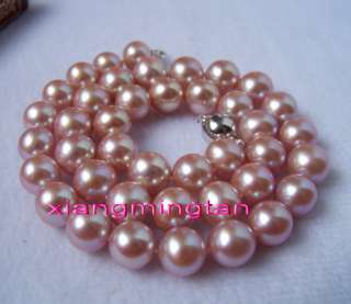 AAAAA 1711 12mm NATURAL South sea pink PURPLES PEARL necklace 14K 