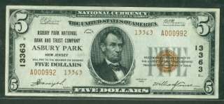 00 National Bank Note ASBURY PARK NB New Jersey, 1929, Fr. #1800 2 
