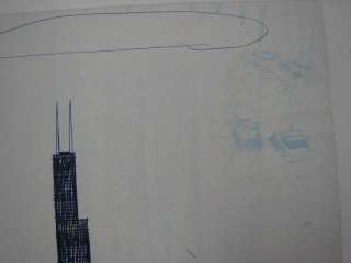 Wesley Willis Drawing Chicago Skyline 1985  Tower + Train 