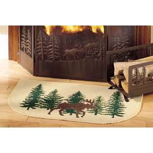 Moose Hearth Rug, Cabin Fireplace and Wood Stove Rug 