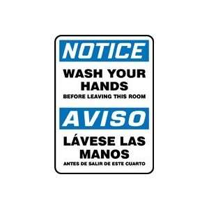  WASH YOUR HANDS BEFORE LEAVING THIS ROOM (BILINGUAL) Sign 