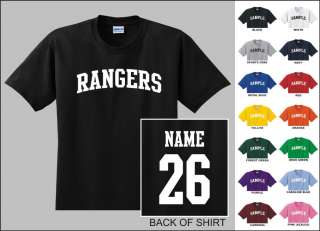 Rangers College Letters Custom Name & Number Personalized Baseball T 