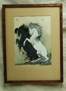   Painting & Frame Native American Artist Quincy Tahoma Indian Art 1949