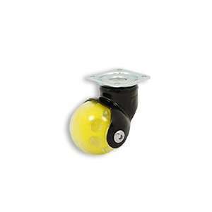  Casters   Ball Wheel Caster, Clear / Yellow Wheel, Black Powder Coat 