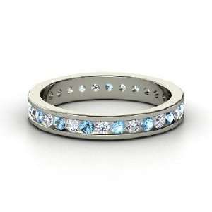  Alondra Eternity Band, 14K White Gold Ring with Blue Topaz 