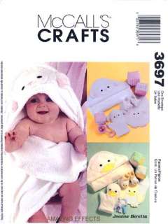 McCalls Pattern 3697 Baby towels, mitts, bib, booties  