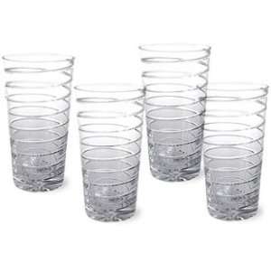 Block Coil Highball Glass 14 Oz., Set of 4  Kitchen 