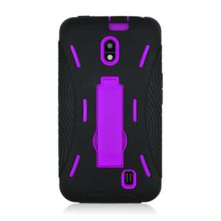 For LG Spectrum/Revolution 2/VS920 Hybrid Hard/Rubber Case Purple 