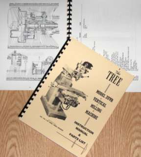 TREE Milling Machine 2UVR Instruction Parts Manual Mill  
