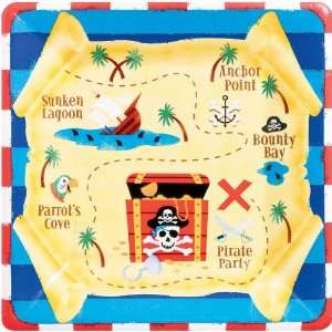  Pirates Treasure 7 inch Square Paper Plate Toys & Games