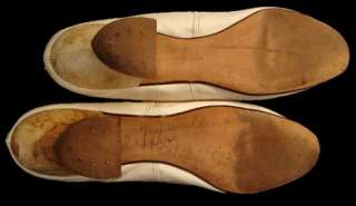 White Kid Wedding Shoes Signed On Sole Size 5 1893  