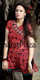 Victorious Red Kurti Fashionable Indian Tunic KSKD177A  