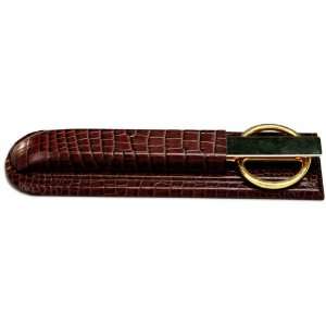  DACASSO Brown Crocodile Embossed Leather Library Set 