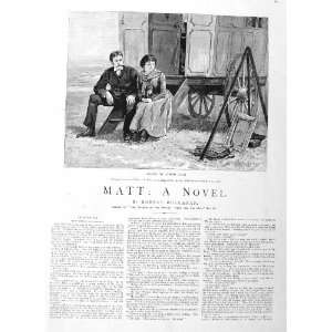   1885 ILLUSTRATION STORY MATT ROMANCE LADY MAN WAGGON