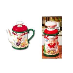  Fat Chef Ceramic Tea Pot with Free Toothpick Holder 