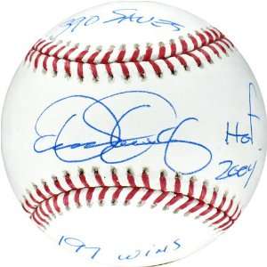  Dennis Eckersley Autographed Baseball with 197 Wins, 390 