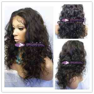 malaysia curly / wavy indian remy human hair lace front wigs  