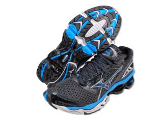 MIZUNO Men Shoes Wave Creation 12 Black Blue Athletic Shoes  