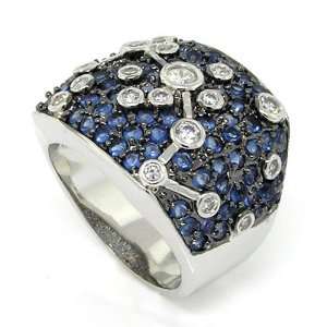  Constellation Large Cocktail Ring w/Blue & White CZs Size 