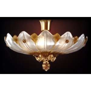   Piastrano Venetian Glass 6 Light French Gold Chandelier $0 Shipping