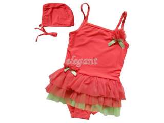 Watermelon Red Girls Leotard Tutu Swimwear Swimsuit Bathing Suit Size 