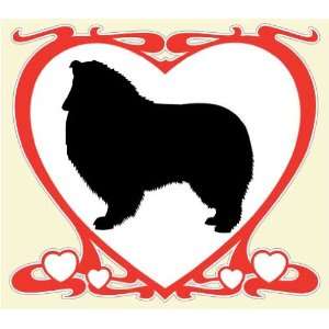  Heart Shaped Decal with silhouette of a ROUGH COATED COLLIE 