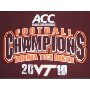 VIRGINIA TECH HOKIES ACC Football Champions 2010 T Shirt (L) Official 