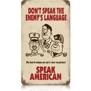  Speak American Allied Military Vintage Metal Sign 