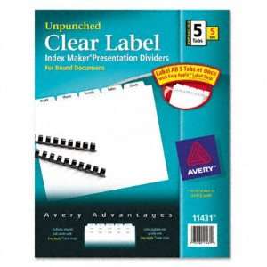  Avery   Index Maker Clear Label Unpunched Divider, Five Tab, Letter 