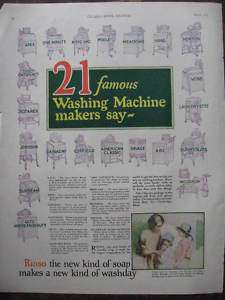 1925 Rinso Washing Machine Soap Ad 21 Makers say?  