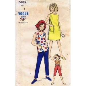  Vogue 5882 Vintage Sewing Pattern Girls Dress Overblouse 