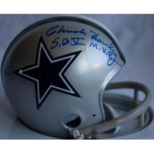  Chuck Howley Signed SB MVP Cowboys Throwback Mini Helmet 