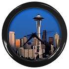 Seattle and Space Needle Wall Clock with Black Lucite F