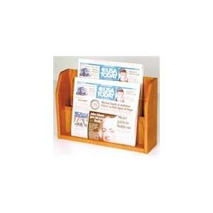  Wooden Mallet Medium Oak Newspaper Display with 2 Pockets 
