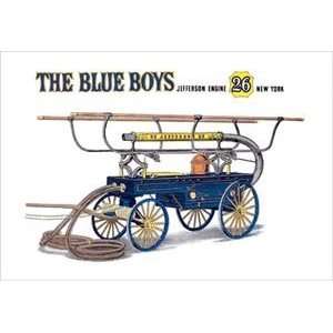 Blue Boys Jefferson Engine 26 New York   12x18 Framed Print in Gold 