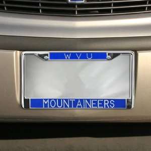 NCAA West Virginia Mountaineers Royal Blue Bling Chrome License Plate 