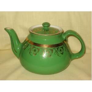  Vintage Hall Pottery New York, Dresden Emerald TeaPot w 