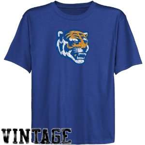    Memphis Tigers Youth Royal Blue Distressed Logo Vintage T Shirt