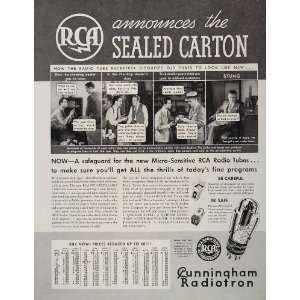  1924 Vintage Ad RCA Radio Tubes Cunningham Radiotron 