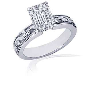  .65 Ct Emerald Cut Diamond Vintage Heirloom Antique Engagement Ring 